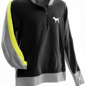 PINK Victoria's Secret Black and Gray Jacket with Neon Yellow Accent